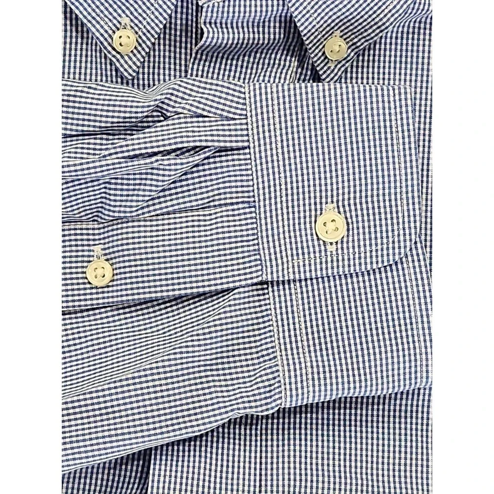 Ralph Lauren Mens Shirt XL Custom Fit Gingham CHECKED Button Down Black Pony